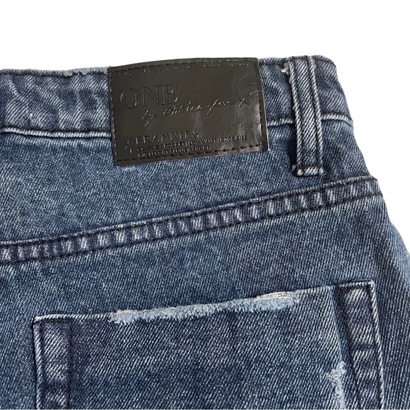 ONE Teaspoon High Waist Jean Cut Off Shorts in Blue Raw Hem Destroyed - Size 24 - Picture 5 of 10